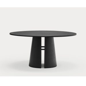 Mesa de comedor redonda de diseño nórdico CEP Ø157 madera fresno acabado negro