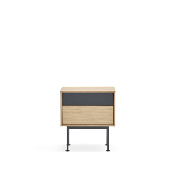 Mesita de diseño moderno minimalista YOKO 52 acabado roble y gris antracita