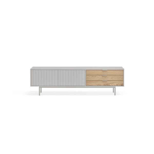 Mueble TV de diseño moderno minimalista SIERRA 180 gris natural y roble