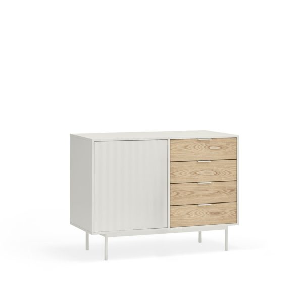 Mueble aparador de diseño moderno minimalista SIERRA 108 blanco y roble 4