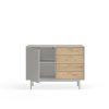 Mueble aparador de diseño moderno minimalista SIERRA 108 gris claro y roble 4