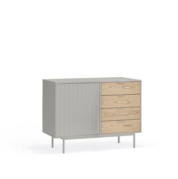 Mueble aparador de diseño moderno minimalista SIERRA 108 gris claro y roble 6