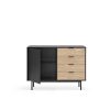 Mueble aparador de diseño moderno minimalista SIERRA 108 negro y roble 4