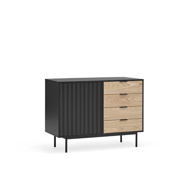Mueble aparador de diseño moderno minimalista SIERRA 108 negro y roble 5