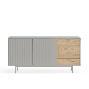 Mueble aparador de diseño moderno minimalista SIERRA 159 gris claro y roble