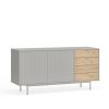 Mueble aparador de diseño moderno minimalista SIERRA 159 gris claro y roble 6