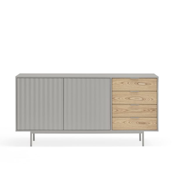 Mueble aparador de diseño moderno minimalista SIERRA 159 gris claro y roble