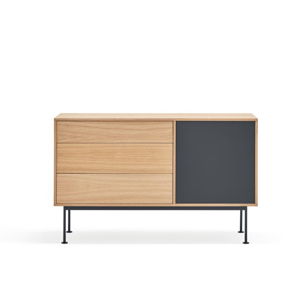 Mueble aparador de diseño moderno minimalista YOKO 128 acabado roble y negro