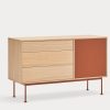 Mueble aparador de diseño moderno minimalista YOKO 128 acabado roble y teja 3