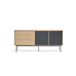 Mueble aparador de diseño moderno minimalista YOKO 180 acabado roble y gris antracita