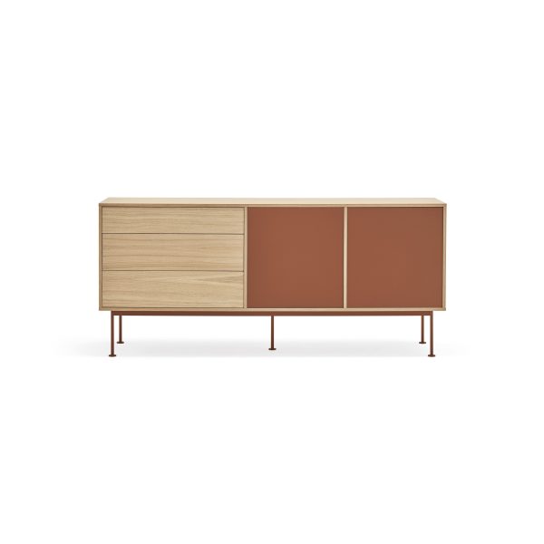Mueble aparador de diseño moderno minimalista YOKO 180 acabado roble y teja
