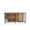 Mueble aparador de diseño moderno y vanguardista BLUR 140 en madera roble y cristal 3