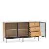 Mueble aparador de diseño moderno y vanguardista BLUR 140 en madera roble y cristal 4