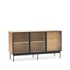 Mueble aparador de diseño moderno y vanguardista BLUR 140 en madera roble y cristal 6