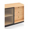 Mueble aparador de diseño moderno y vanguardista BLUR 180 en madera roble y cristal 4