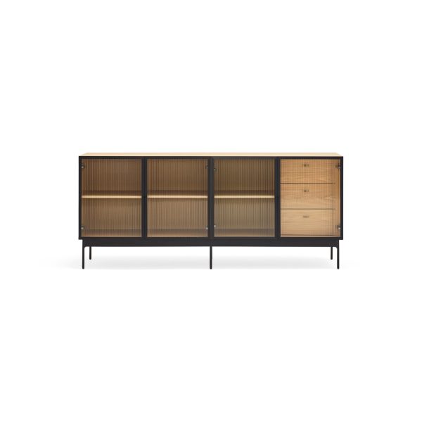 Mueble aparador de diseño moderno y vanguardista BLUR 180 en madera roble y cristal