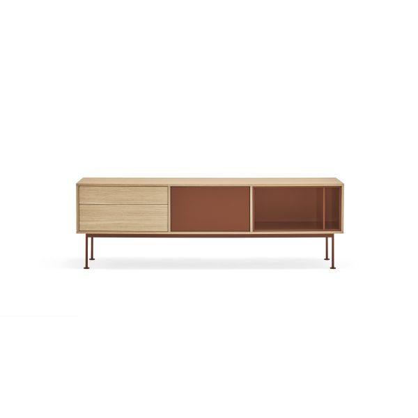 Mueble de televisión de diseño moderno minimalista YOKO 180 acabado roble y teja