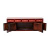 Mueble de televisión diseño oriental madera antigua color rojo con desgastes