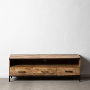 Mueble de televisión diseño rústico industrial madera de mango con hierro