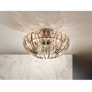 Plafón LED de diseño moderno ARIADNA Ø53 metal cromado y cristal color champagne