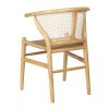 Silla con reposabrzos diseño vintage madera natural asiento ratán y respaldo rejilla