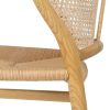 Silla con reposabrzos diseño vintage madera natural asiento ratán y respaldo rejilla