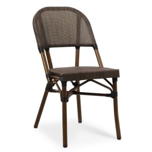 Silla vintage MICHELLE aluminio imitación bambú y textil color negro