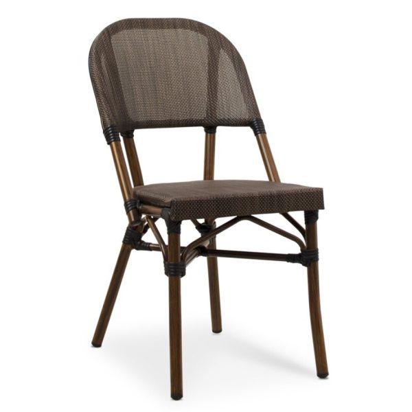 Silla vintage MICHELLE aluminio imitación bambú y textil color negro