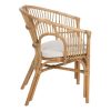 Sillón con reposabrazos diseño vintage ratán natural con cojín