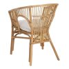 Sillón con reposabrazos diseño vintage ratán natural con cojín