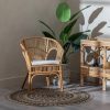 Sillón con reposabrazos diseño vintage ratán natural con cojín
