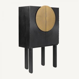 Armario de diseño Art Decó DOBELN 90 madera de mango y hierro color negro y oro 2