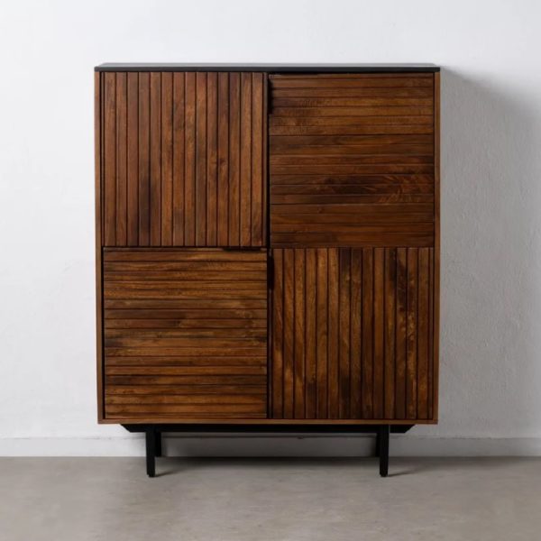 Armario diseño rústico industrial madera mango negro y natural con patas de hierro