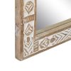 Espejo diseño rústico étnico marco madera blanco rozado con tallas y dibujos