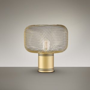 Lámpara de sobremesa LED de diseño moderno OSIRIS Ø28 malla metálica acabado dorado 3