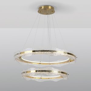 Lámpara de techo LED de diseño moderno LIRA Ø80 metal y aluminio acabado oro y cristal texturizado 3