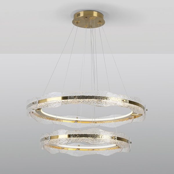 Lámpara de techo LED de diseño moderno LIRA Ø80 metal y aluminio acabado oro y cristal texturizado 3
