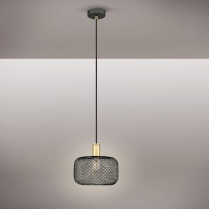 Lámpara de techo LED de diseño moderno OSIRIS Ø28 malla metálica acabado negro mate y dorado 2