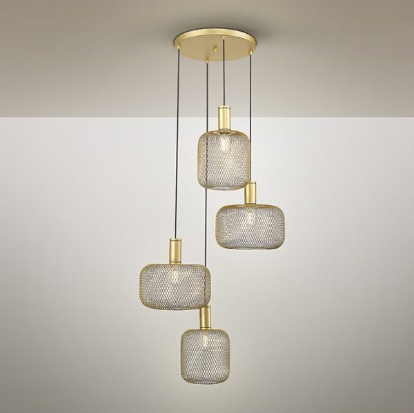 Lámpara de techo LED de diseño moderno OSIRIS Ø58 metal malla metálica acabado dorado 3