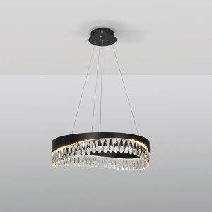 Lámpara de techo LED de diseño moderno SELENE Ø60 metal y aluminio color negro con lágrimas cristal facetado 3