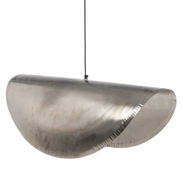 Lámpara de techo diseño vintage industrial pantalla curvada aluminio color plata