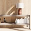 Lámpara sobremesa diseño vintage base cerámica color terracota y pantalla tela blanco