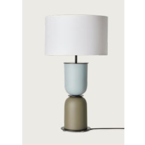 Lámpara sobremesa gran tamaño diseño moderno vintage base cerámica colores y pantalla blanco