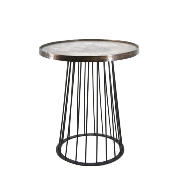 Mesa de centro redonda de diseño vintage ANTIQUE Ø45 aluminio y hierro acabado bronce envejecido