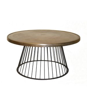 Mesa de centro redonda de diseño vintage ANTIQUE Ø88 aluminio y hierro acabado bronce envejecido
