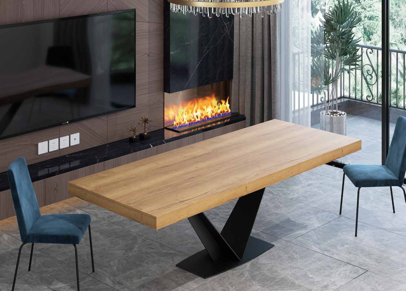 Mesa de comedor extensible de diseño moderno REBECCA madera diferentes  tamaños y acabados