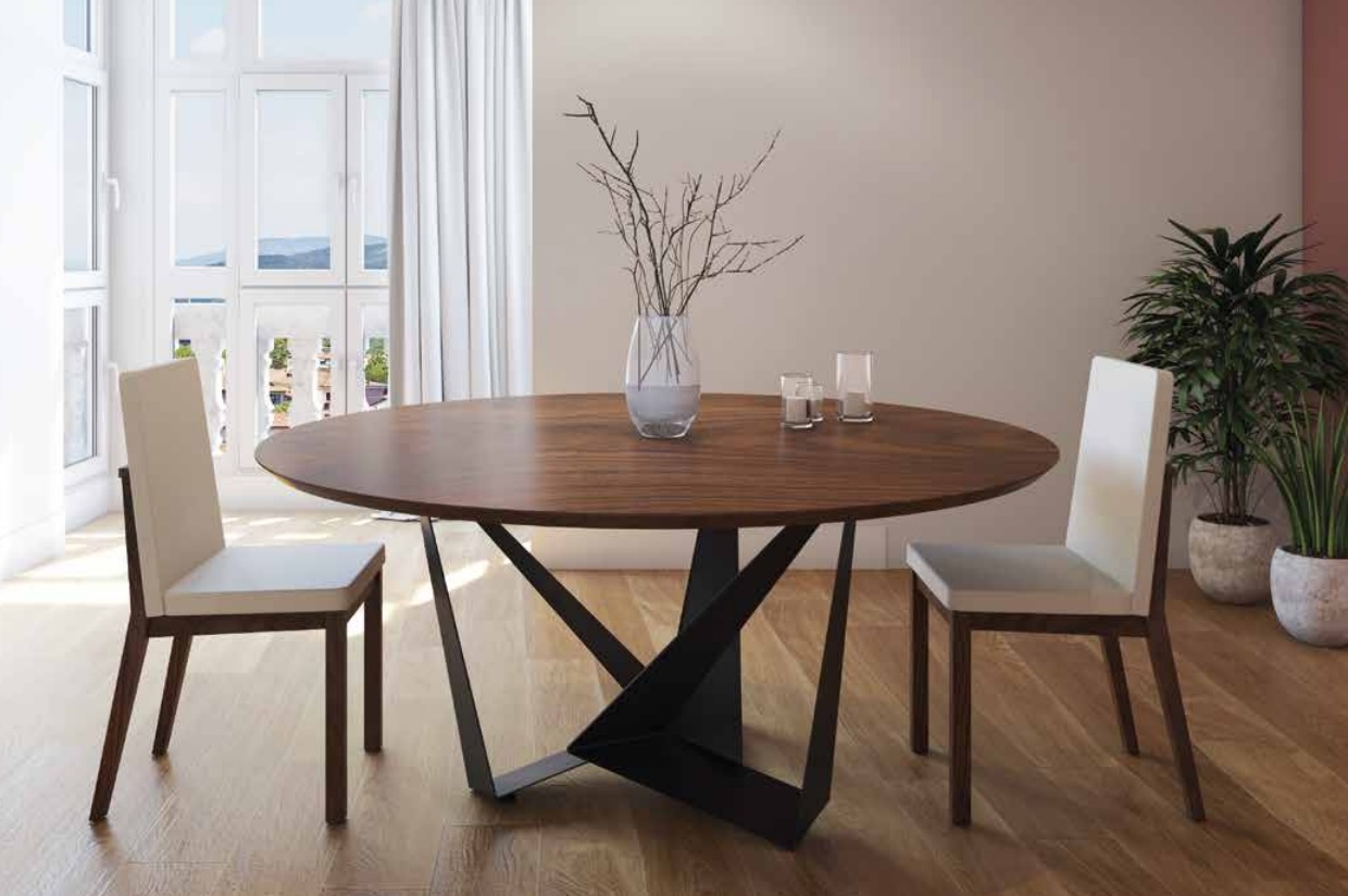 Mesa de comedor redonda de diseño moderno ADARA madera diferentes