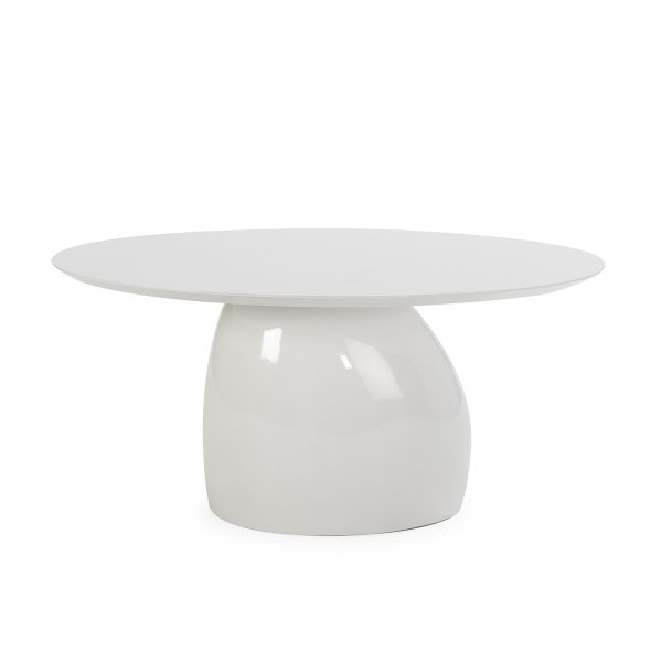 Mesa de comedor ovalada de diseño moderno 160 madera y fibra de vidrio acabado color blanco 4