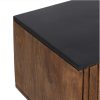 Mueble de televisión diseño rústico industrial madera mango negro y natural con patas de hierro