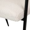 Silla con reposabrazos de diseño moderno TAOS tapizado bouclé blanco y patas de metal color negro 7